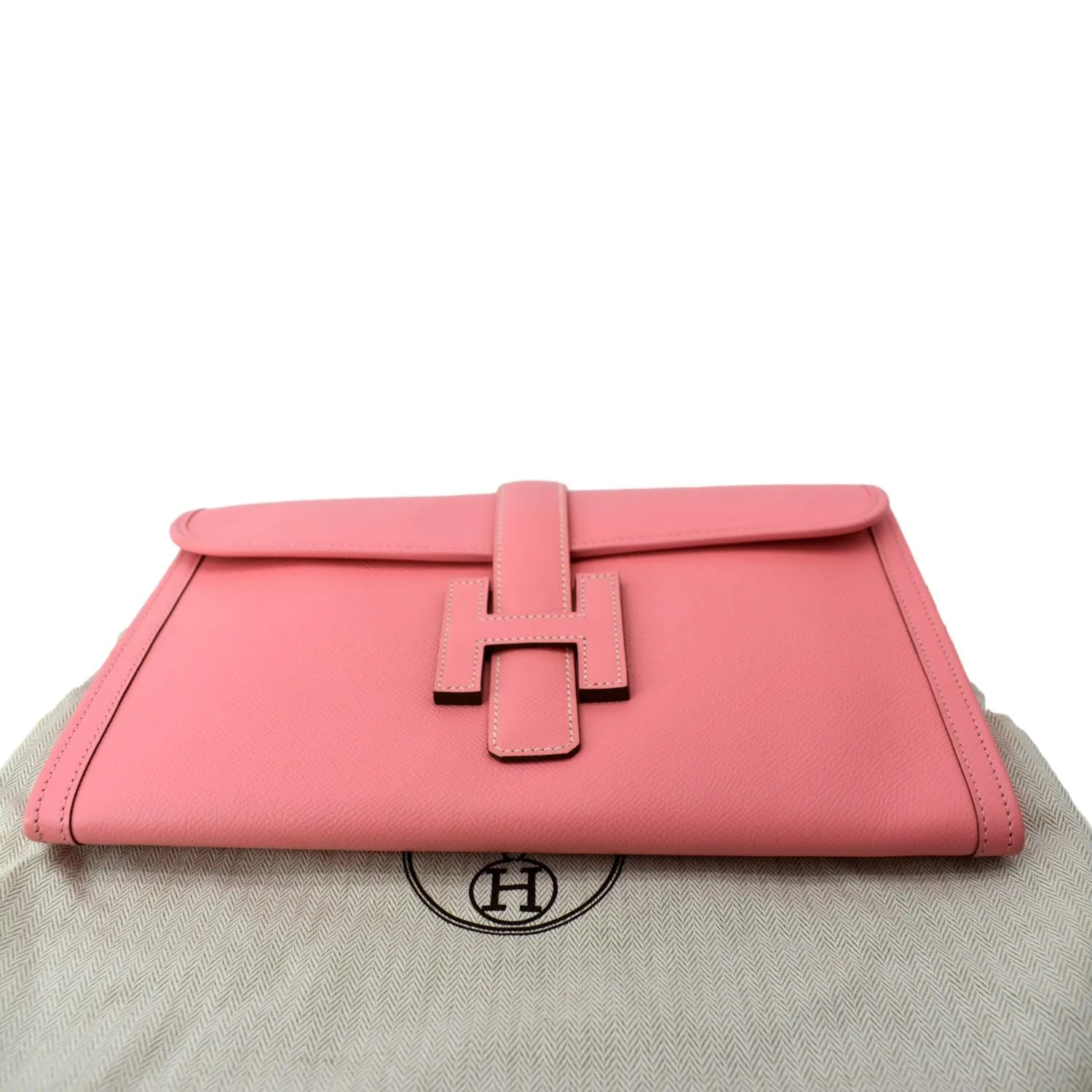 HERMES Jige Elan Calfskin Leather Clutch Wallet Pink
