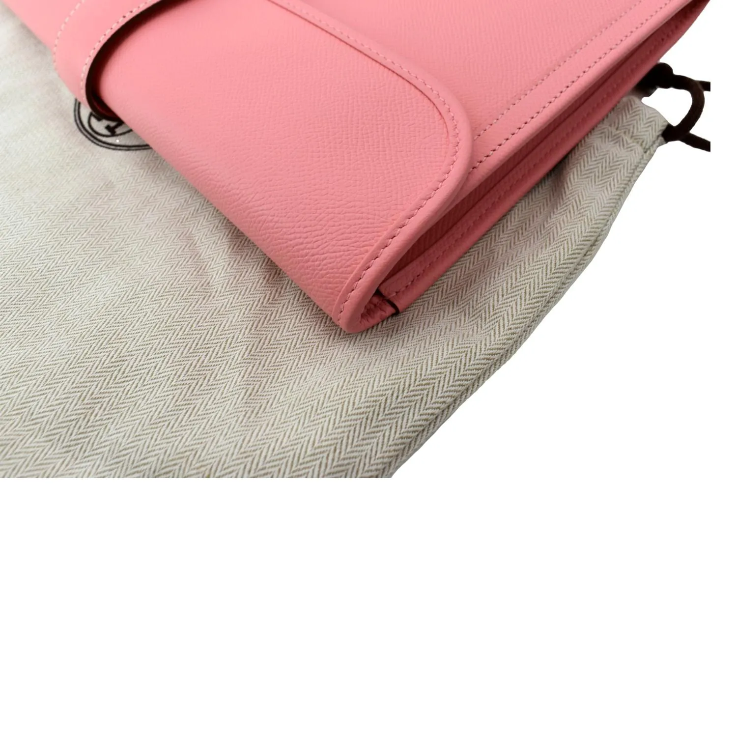 HERMES Jige Elan Calfskin Leather Clutch Wallet Pink