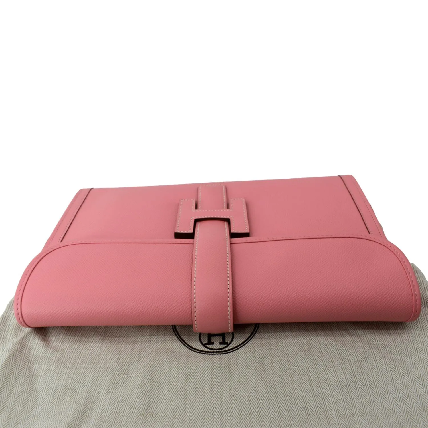 HERMES Jige Elan Calfskin Leather Clutch Wallet Pink