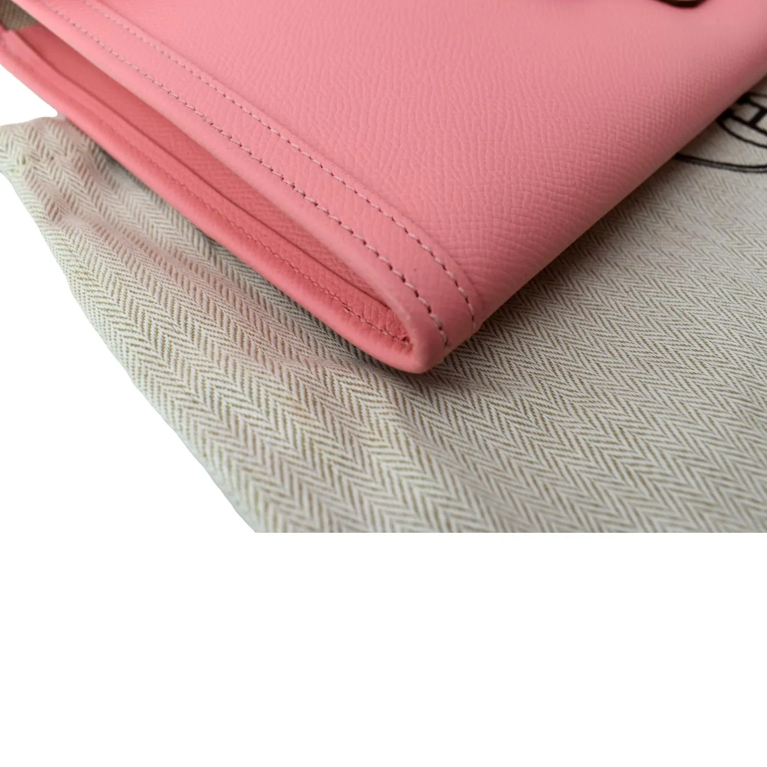HERMES Jige Elan Calfskin Leather Clutch Wallet Pink