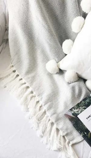 Herringbone Cotton Bamboo Throw - Light Grey