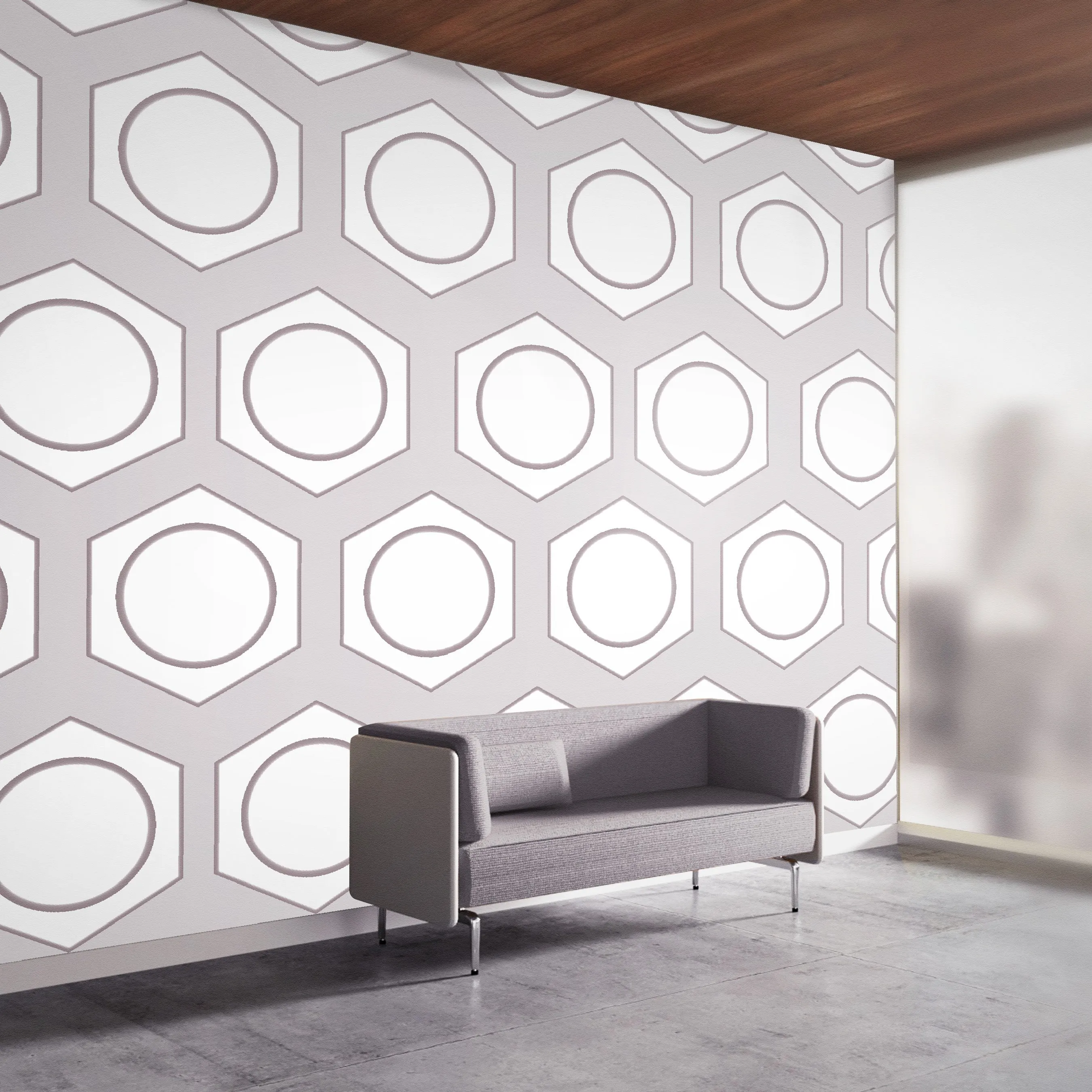 Hexagonal Discs Acrylic Wall Panels Home Decor Wall Panels 2440mmm x 1220mm