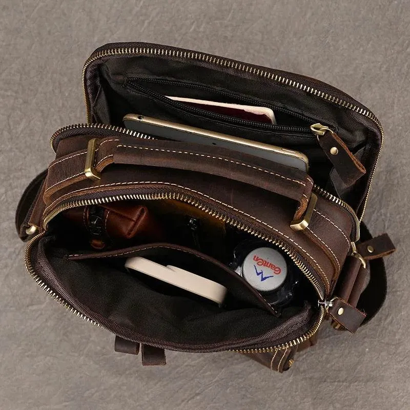 High-Quality Genuine Leather Men’s Crossbody Bag Vintage Sling Bag