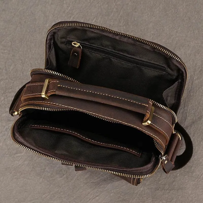 High-Quality Genuine Leather Men’s Crossbody Bag Vintage Sling Bag