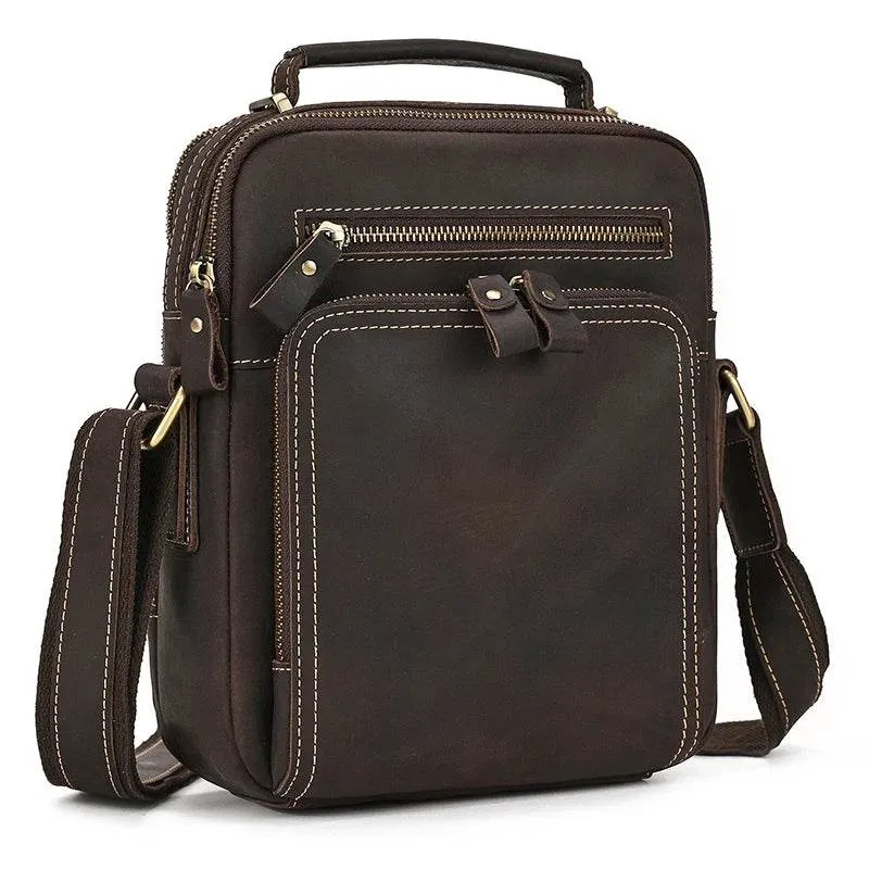 High-Quality Genuine Leather Men’s Crossbody Bag Vintage Sling Bag