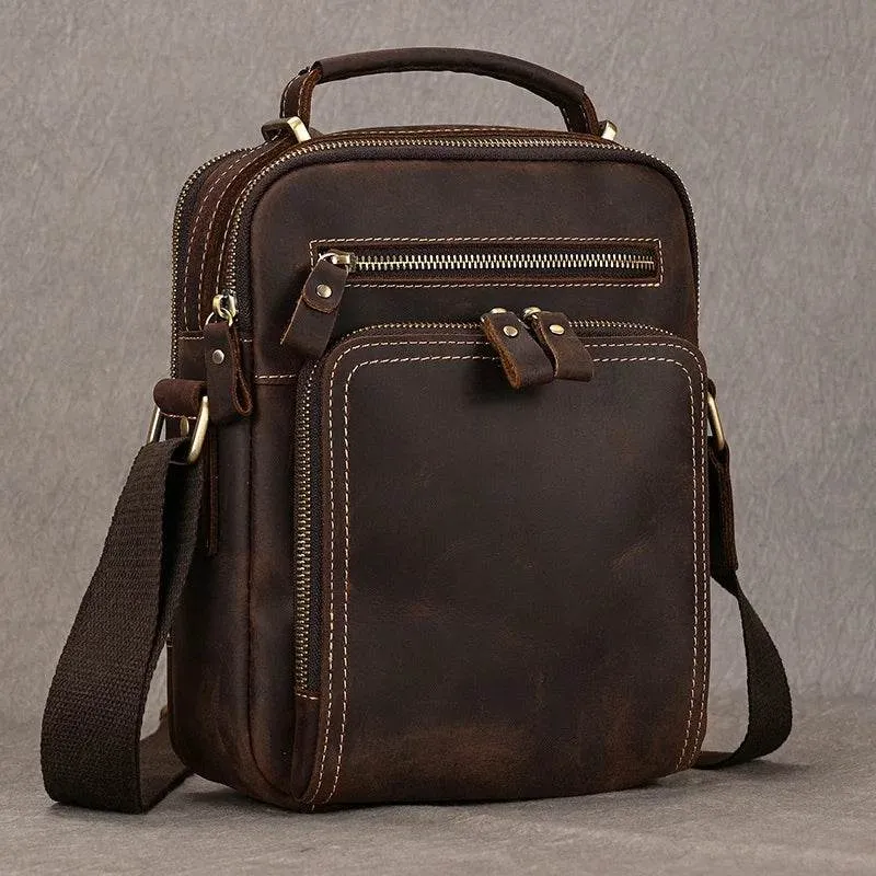 High-Quality Genuine Leather Men’s Crossbody Bag Vintage Sling Bag