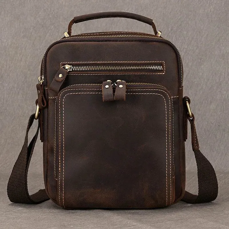 High-Quality Genuine Leather Men’s Crossbody Bag Vintage Sling Bag