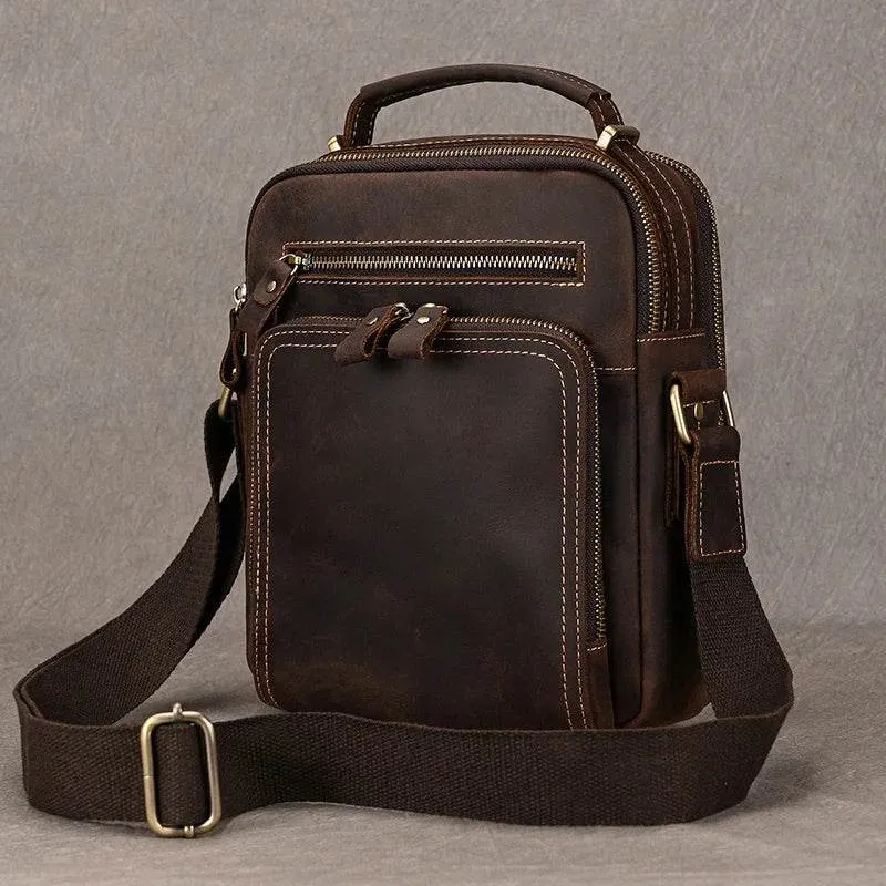 High-Quality Genuine Leather Men’s Crossbody Bag Vintage Sling Bag