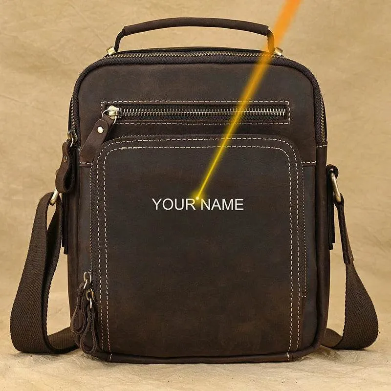 High-Quality Genuine Leather Men’s Crossbody Bag Vintage Sling Bag