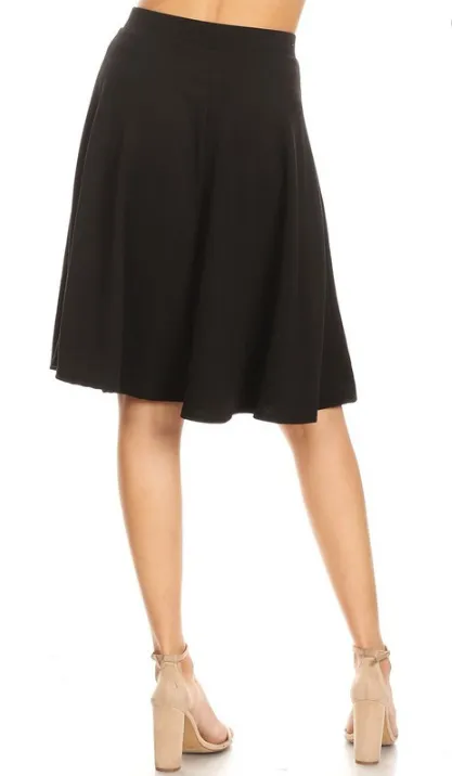 High Waisted Swing Skirt Black