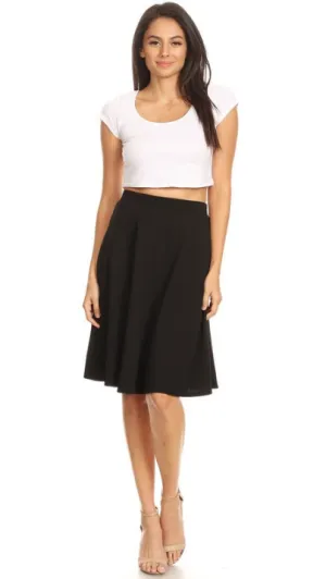 High Waisted Swing Skirt Black