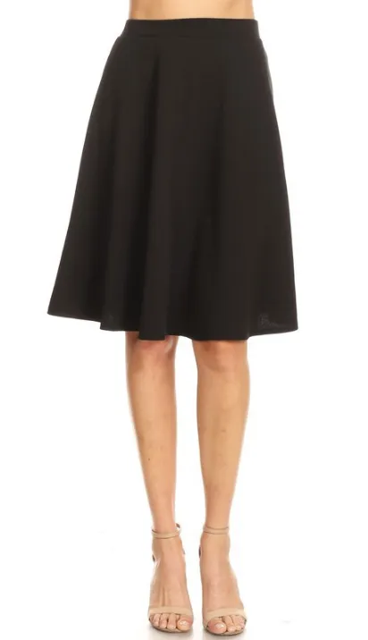 High Waisted Swing Skirt Black