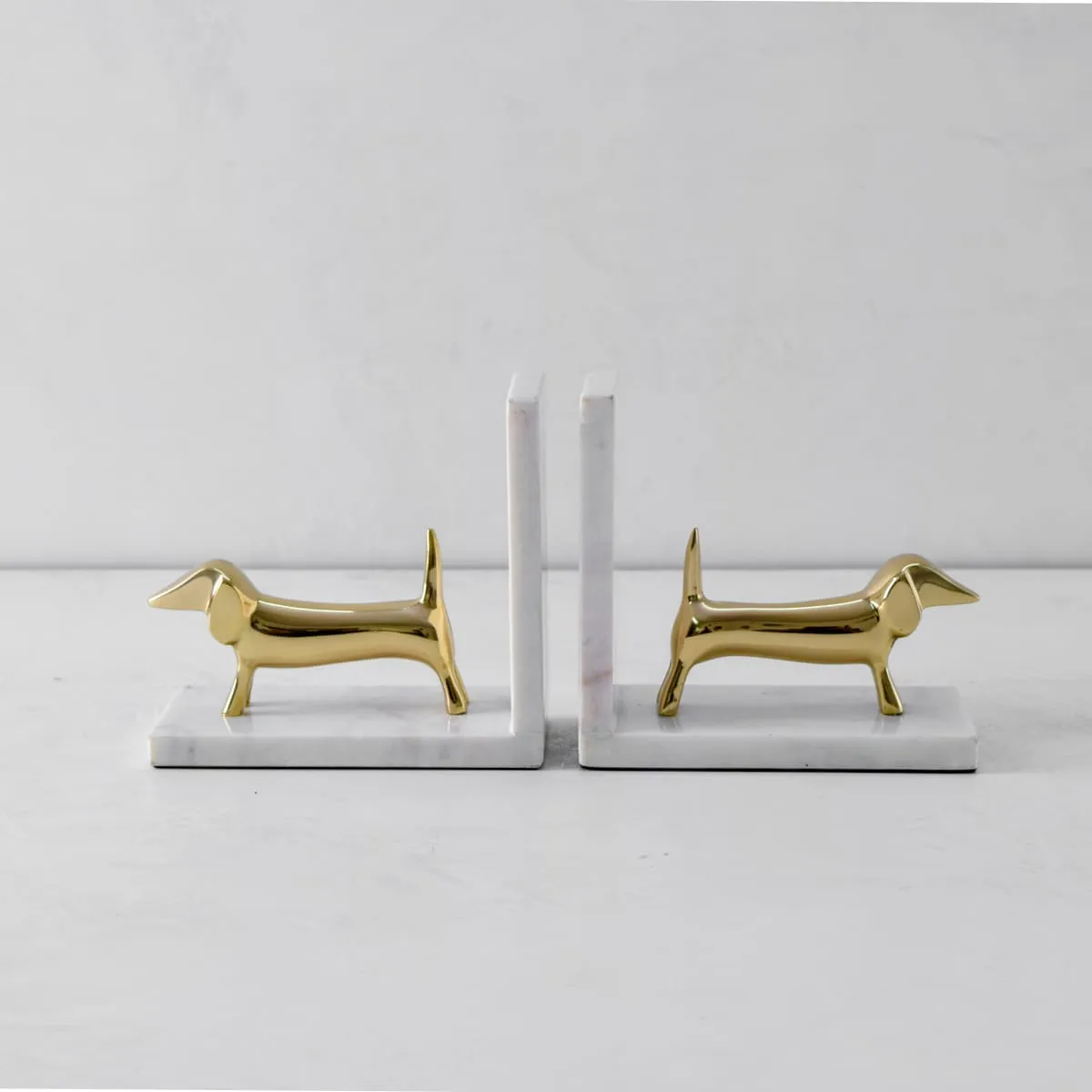 Home Artisan Coco Marble and Brass Dachshund Bookends