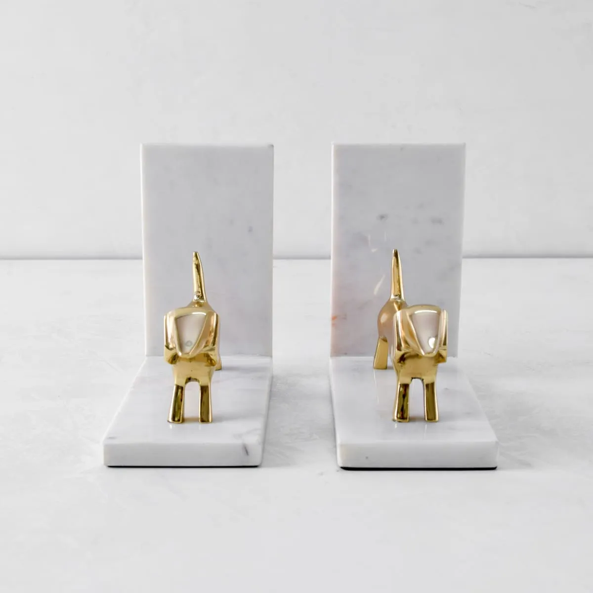 Home Artisan Coco Marble and Brass Dachshund Bookends