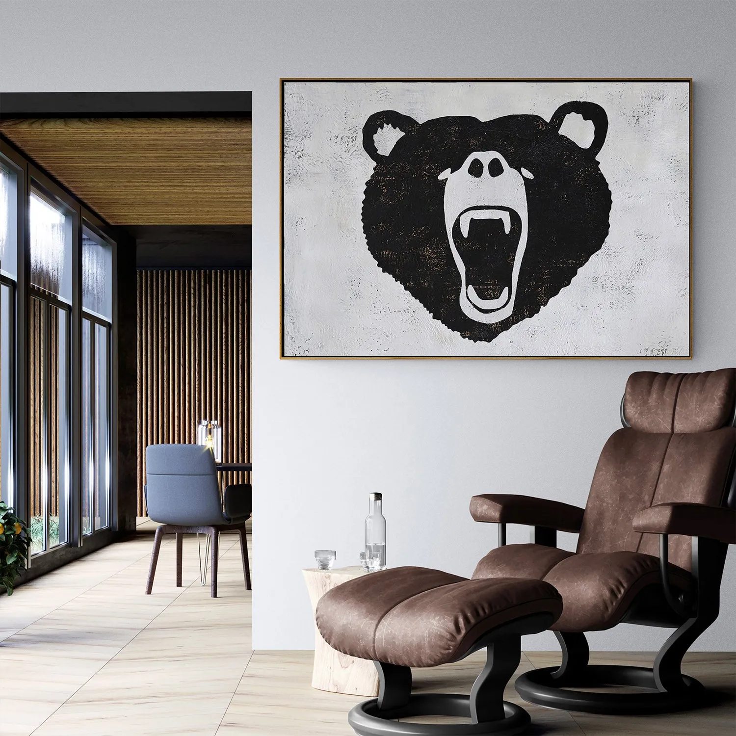 Horizontal Abstract Bear Painting H263H