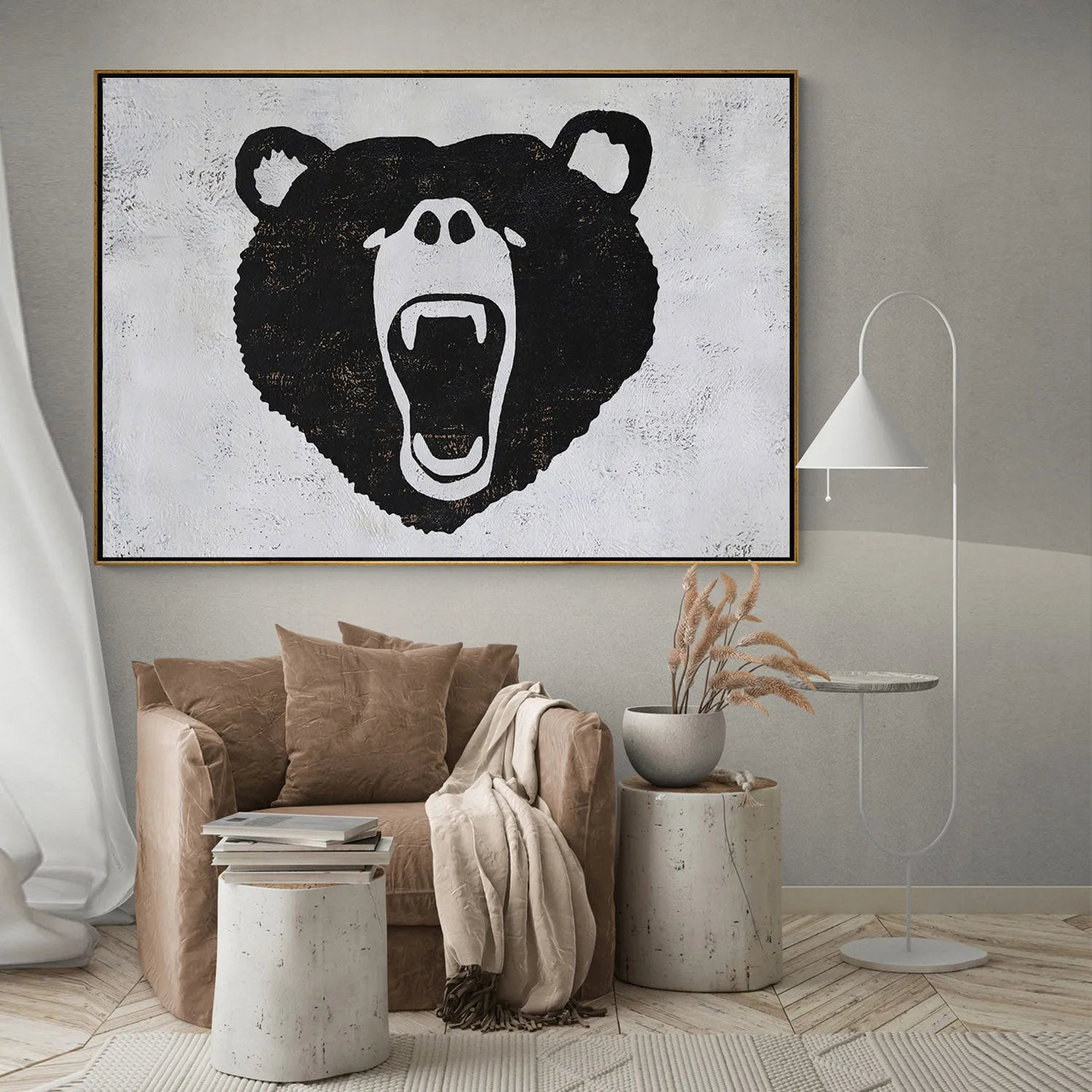Horizontal Abstract Bear Painting H263H