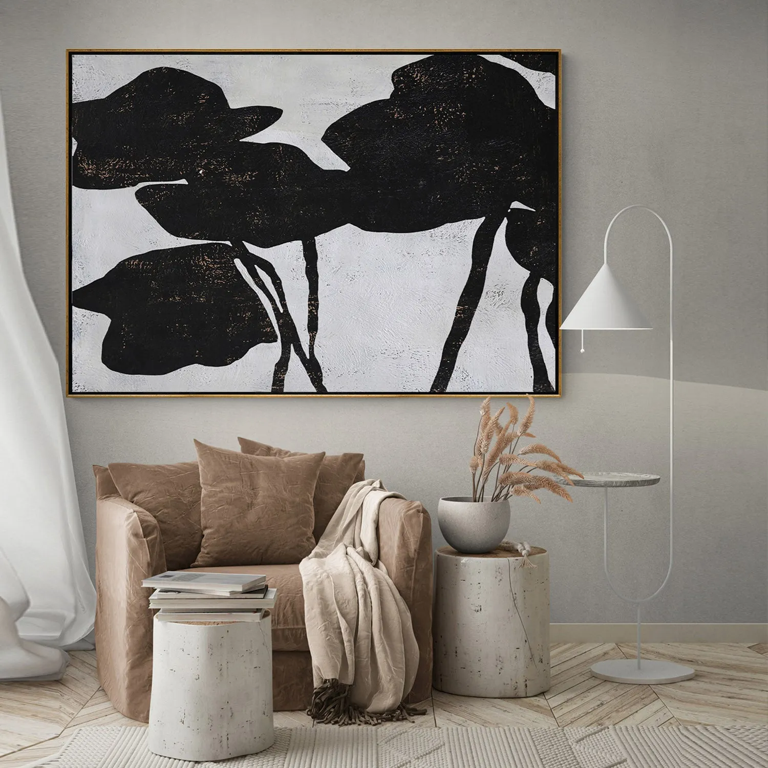 Horizontal Abstract Flower Painting H132H