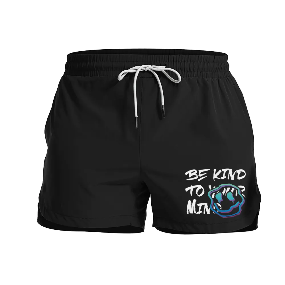 Inspiring Smiley Face Graphic Shorts