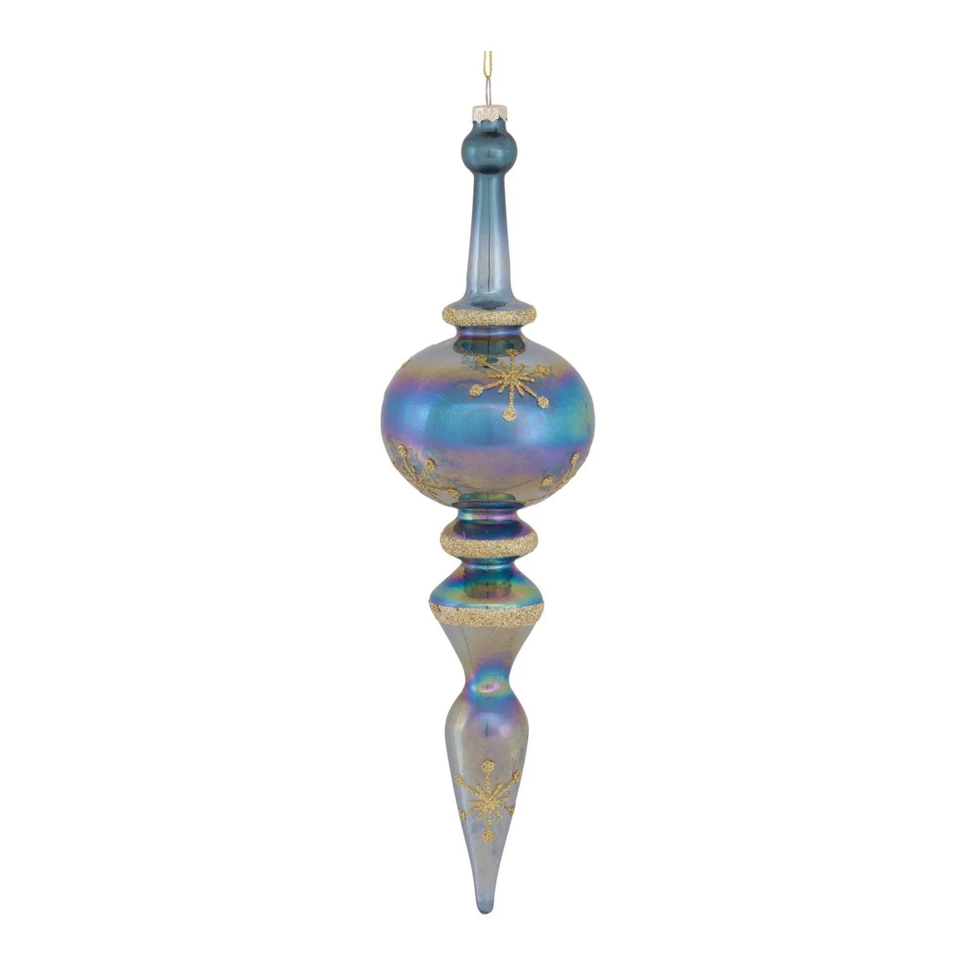 Irredescent Glass Finial Drop Ornament (Set of 6)