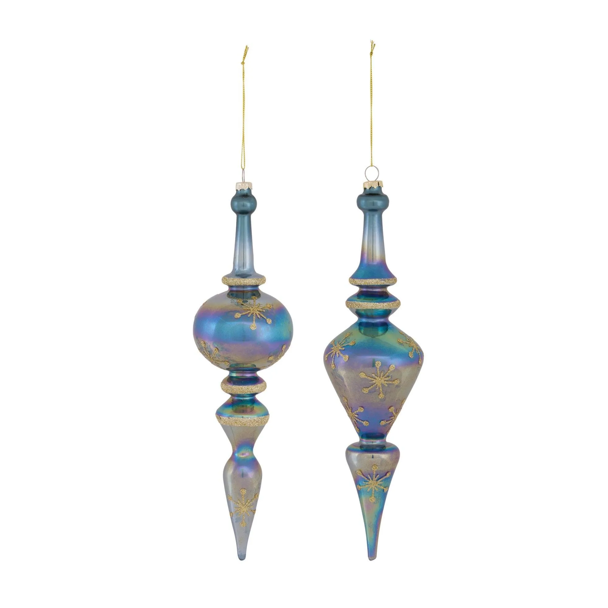 Irredescent Glass Finial Drop Ornament (Set of 6)