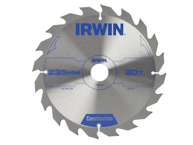 IRWIN Construction Circular Saw Blade 235 X 30Mm X 20T Atb