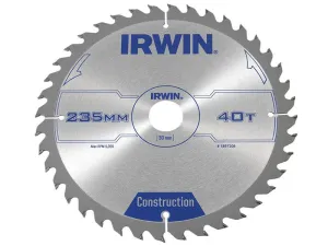 IRWIN Construction Circular Saw Blade 235 X 30Mm X 40T Atb
