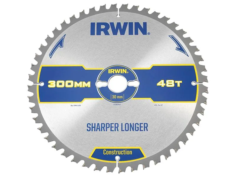 IRWIN Construction Table & Mitre Circular Saw Blade 300 X 30Mm X 48T Atb
