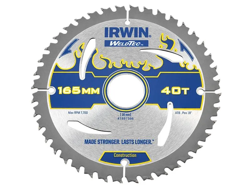 IRWIN Weldtec Circular Saw Blade 165 X 30Mm X 40T Atb