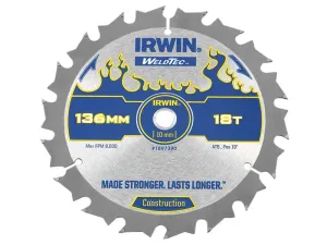 IRWIN Weldtec Cordless Circular Saw Blade 136 X 10Mm X 18T Atb