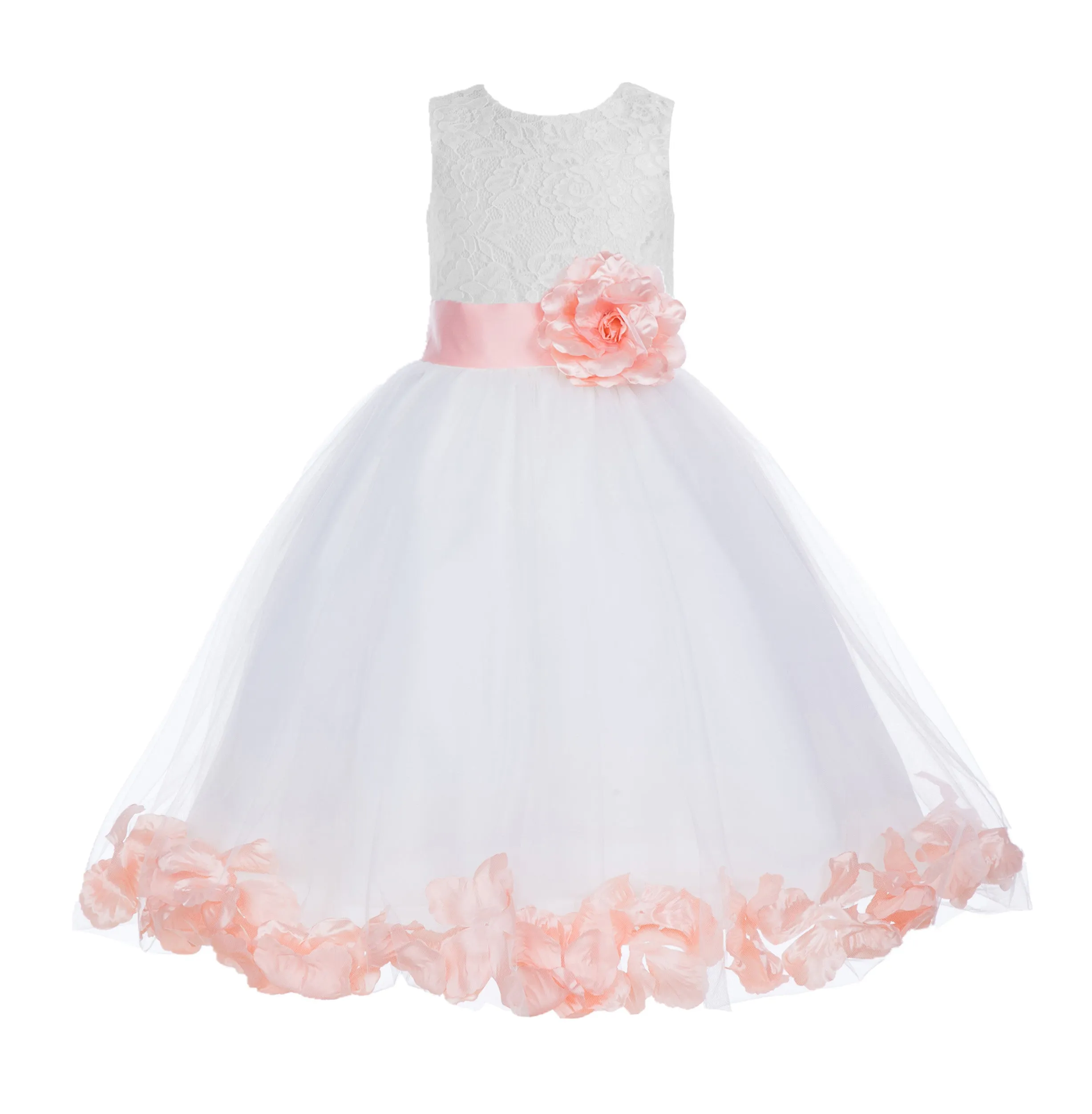 Ivory Floral Lace Heart Cutout Rose Petals Flower Girl Dress Junior Bridesmaid Special Event 185T(4)