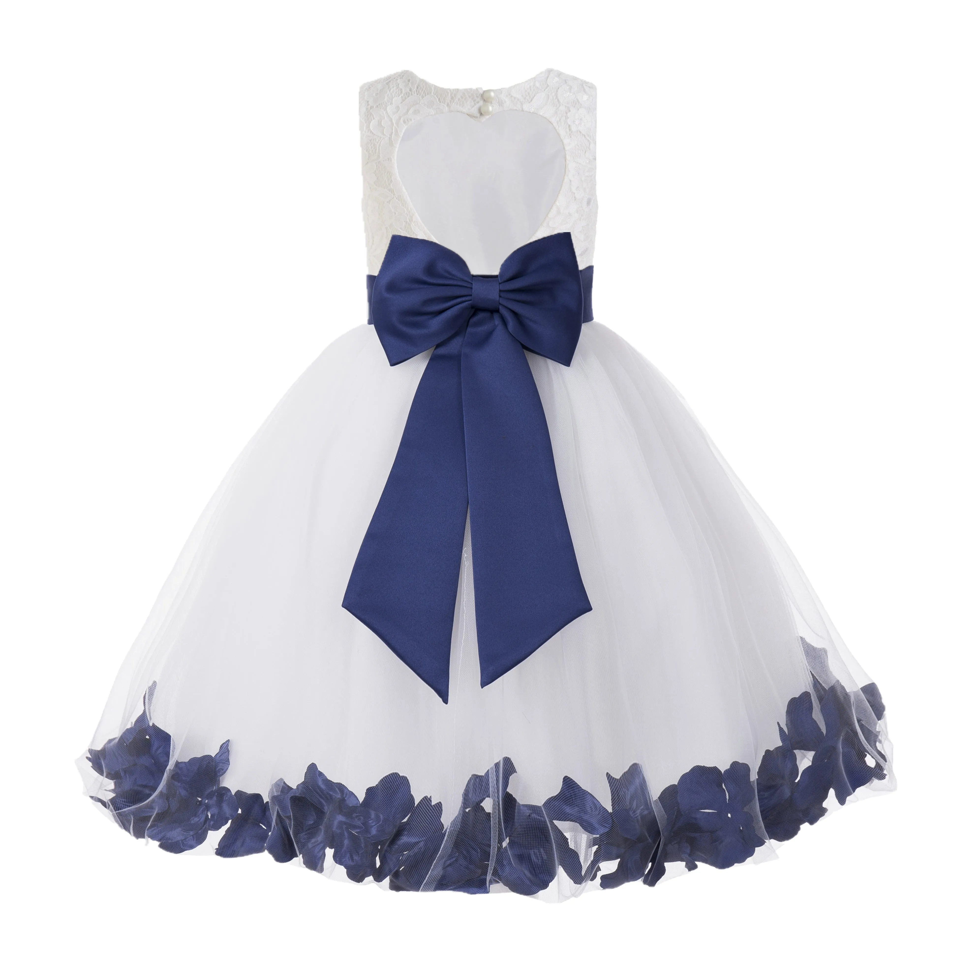 Ivory Floral Lace Heart Cutout Rose Petals Flower Girl Dress Junior Bridesmaid Special Event 185T(4)