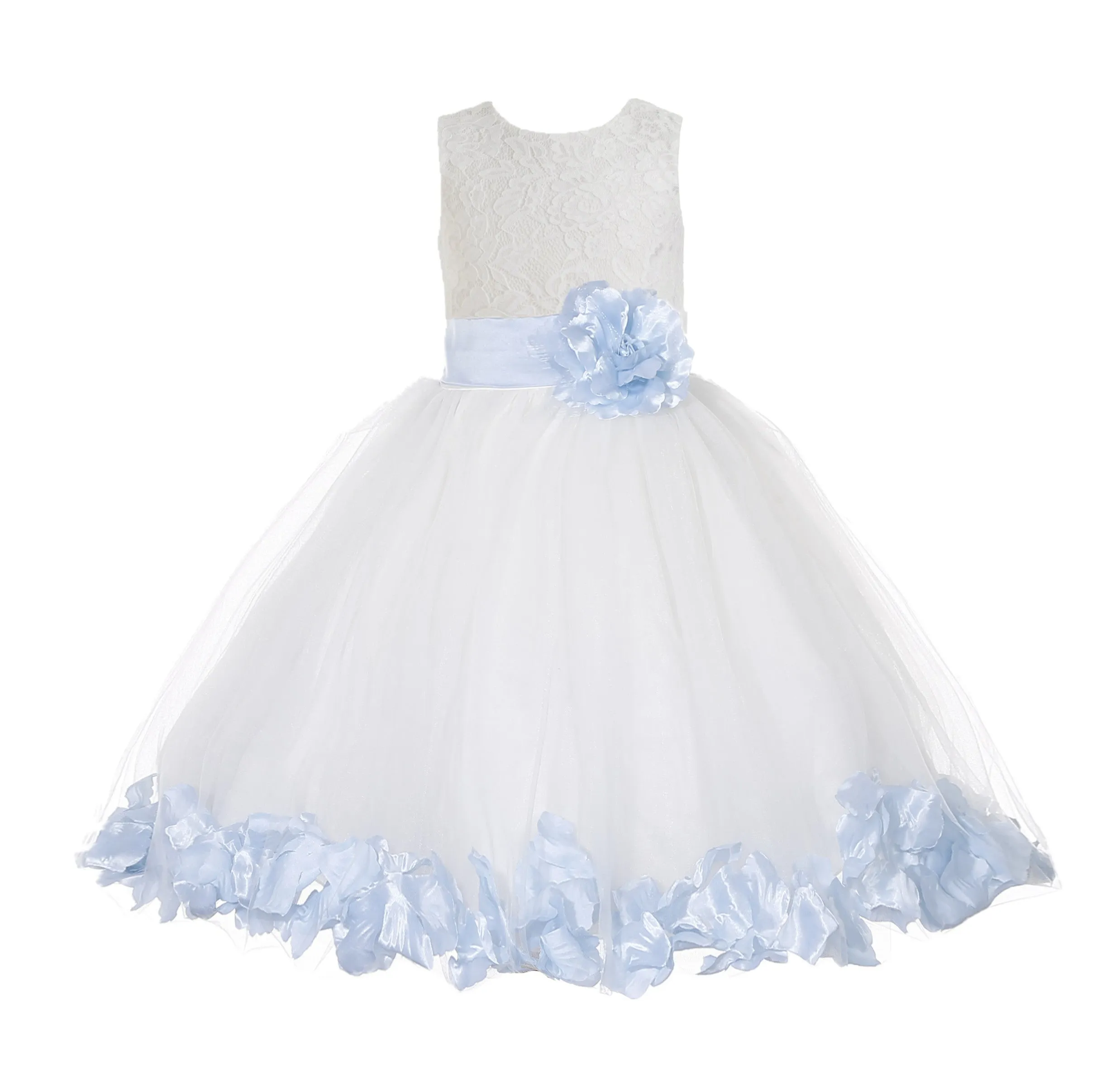 Ivory Floral Lace Heart Cutout Rose Petals Flower Girl Dress Junior Bridesmaid Special Event 185T(4)