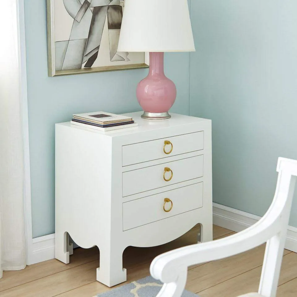 Jacqui 3-Drawer Side  Table / Chiffon White