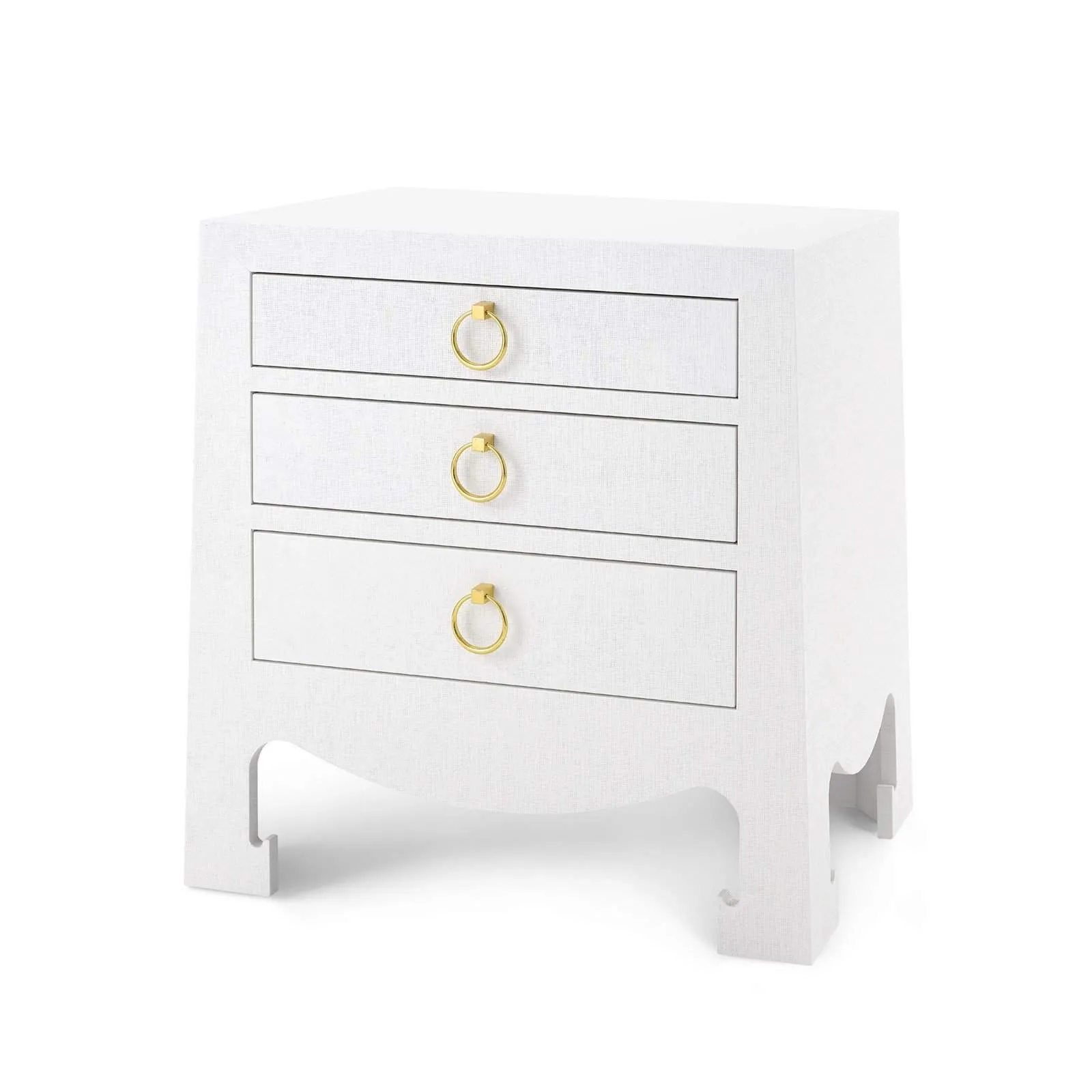 Jacqui Grasscloth 3-Drawer Side Table / Chiffon White