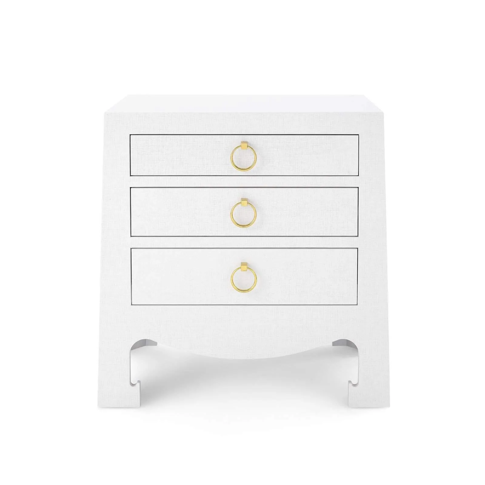 Jacqui Grasscloth 3-Drawer Side Table / Chiffon White