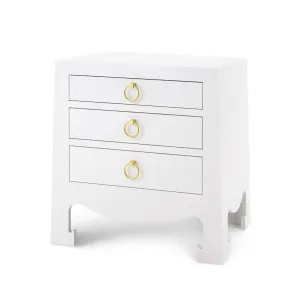 Jacqui Grasscloth 3-Drawer Side Table / Chiffon White