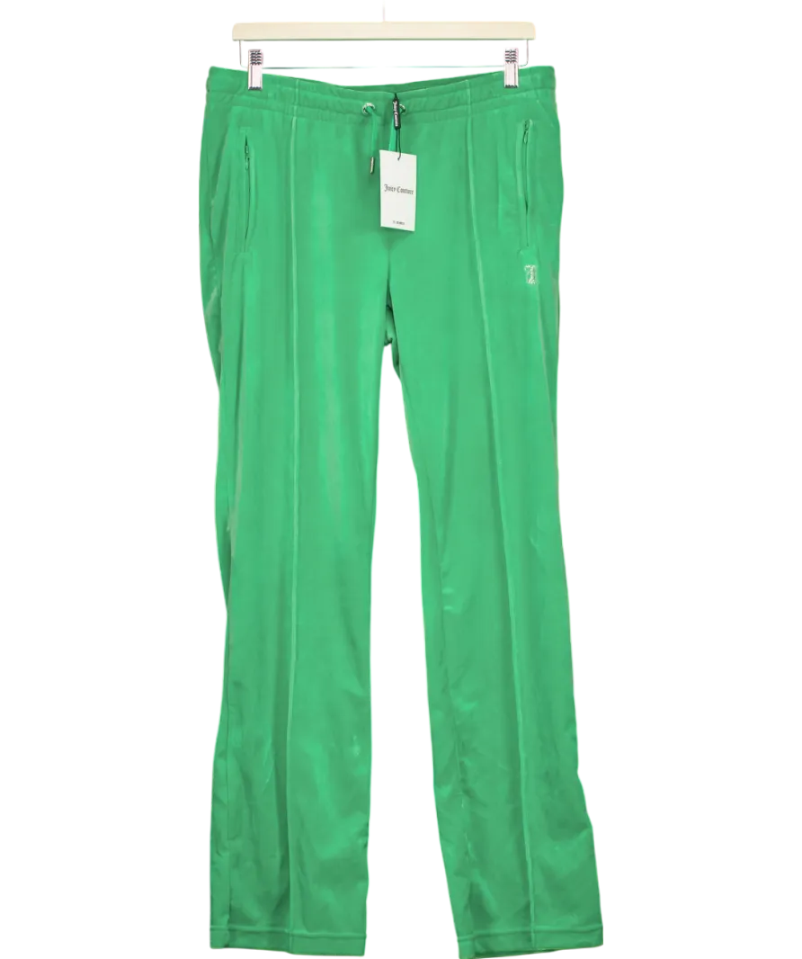 Juicy Couture Green Velour Track Pant With Dimante Logo UK L