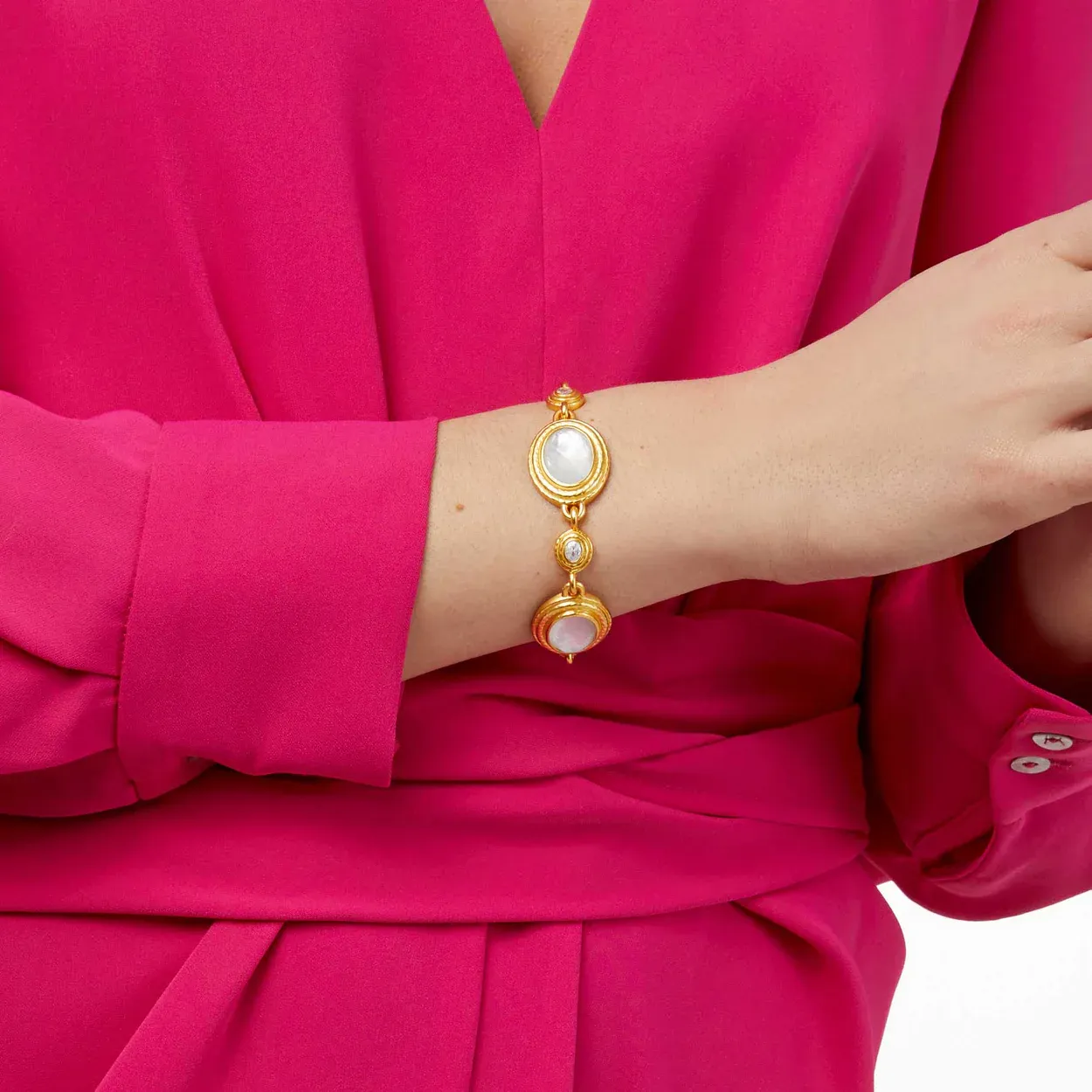 Julie Vos Tudor Stone Bracelet Gold Iridescent Crystal