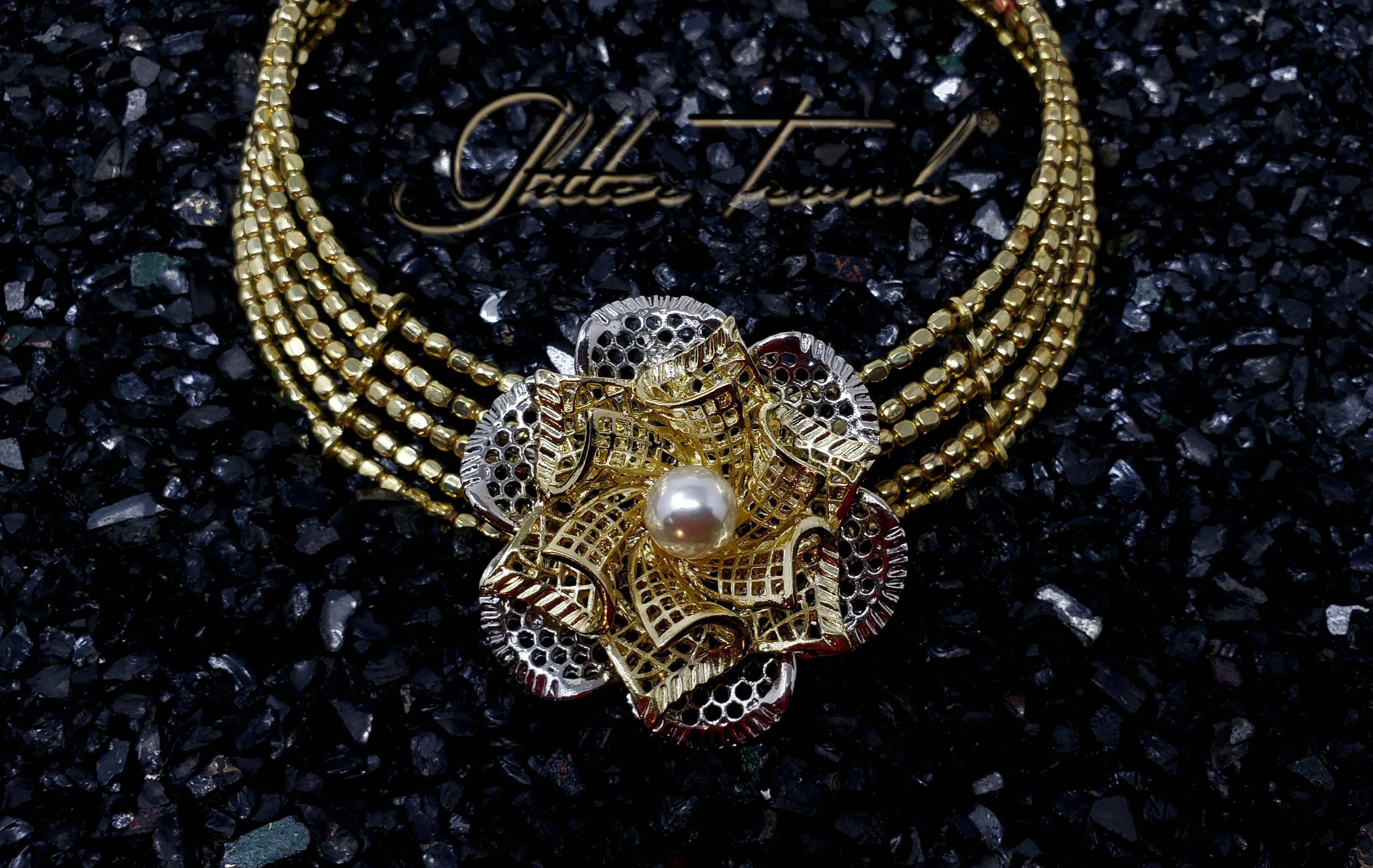 Kanika Dual Tone Rose Brooch