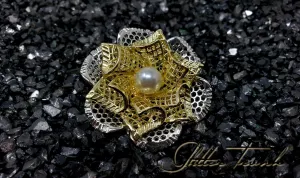 Kanika Dual Tone Rose Brooch