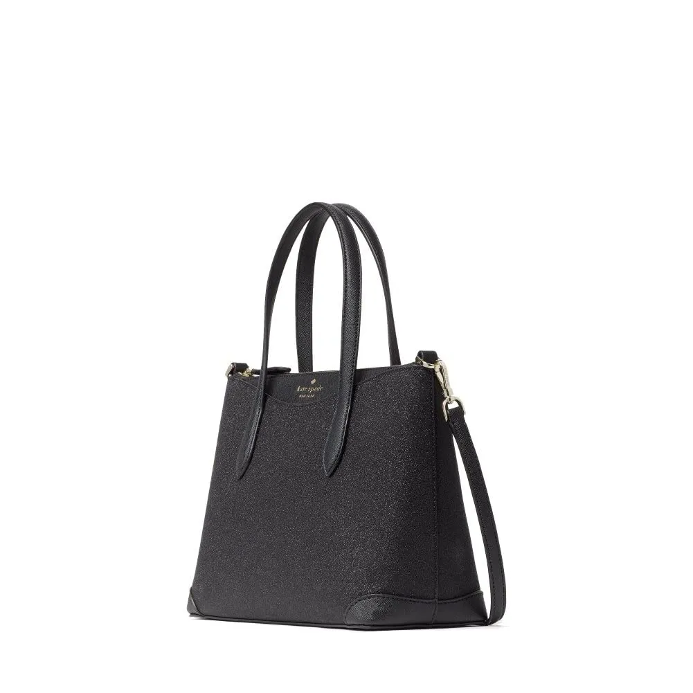 kate spade purse handbag crossbody Shimmy glitter (One size, Satchel-Black)
