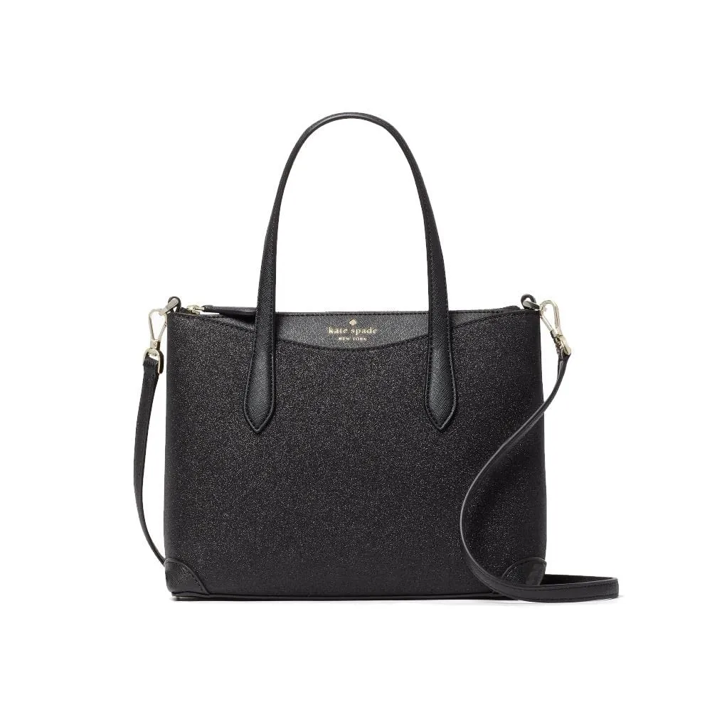 kate spade purse handbag crossbody Shimmy glitter (One size, Satchel-Black)