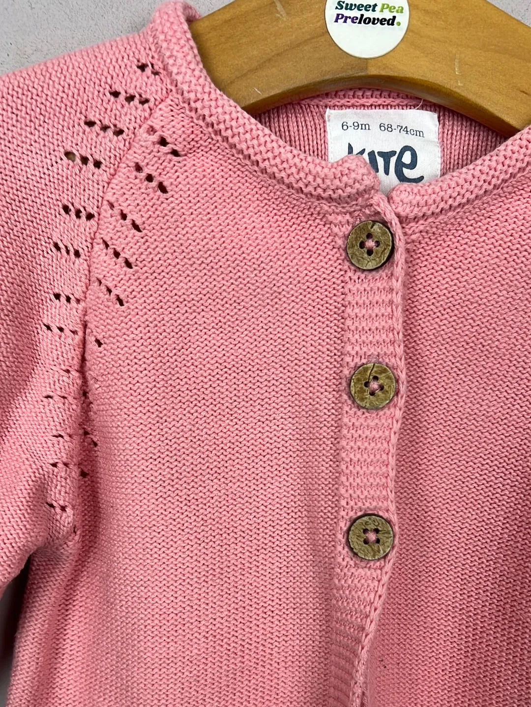 Kite Pink Pointelle Cardigan 6-9m