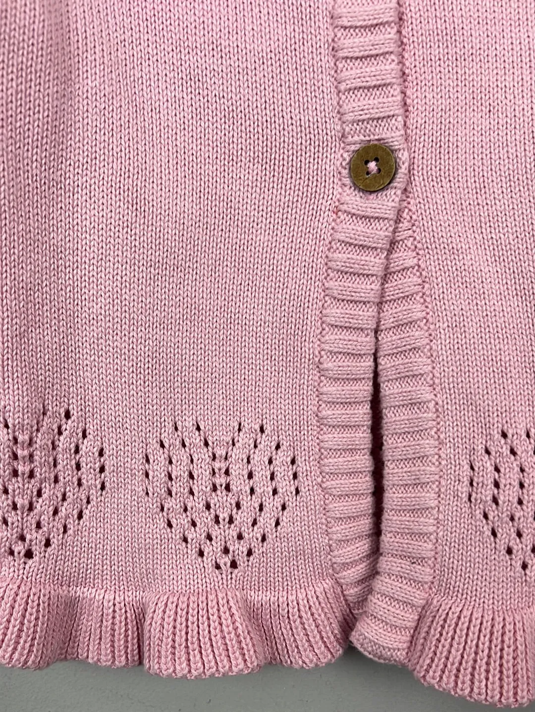 Kite pink pointelle heart cardigan 6-9m