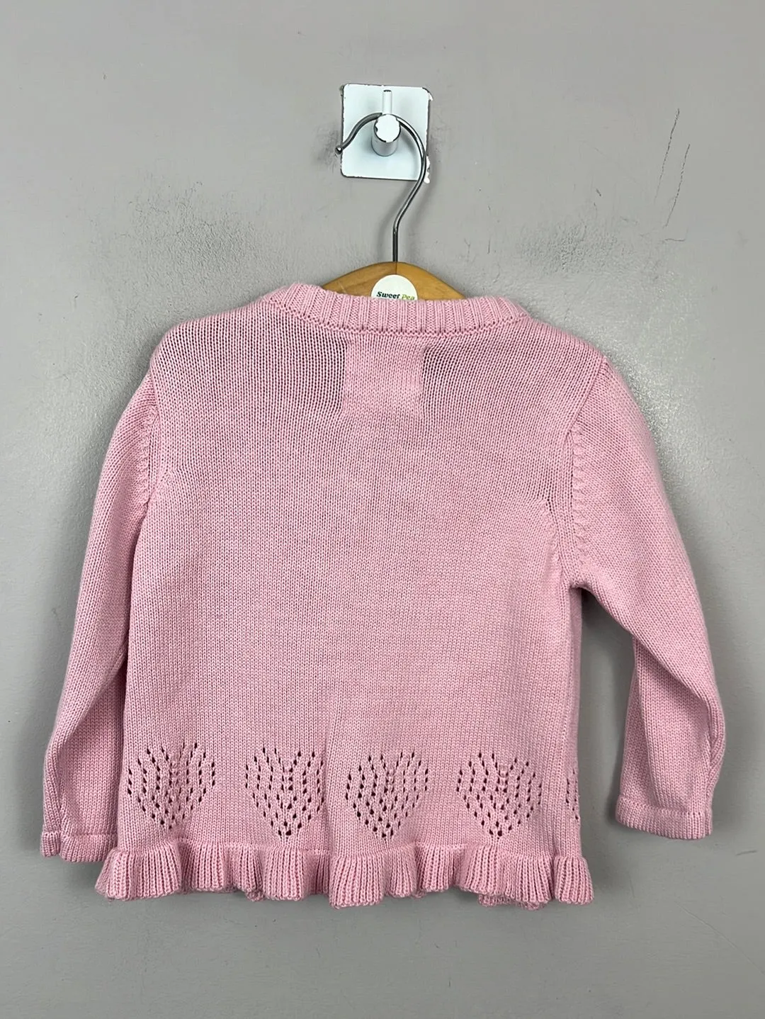 Kite pink pointelle heart cardigan 6-9m