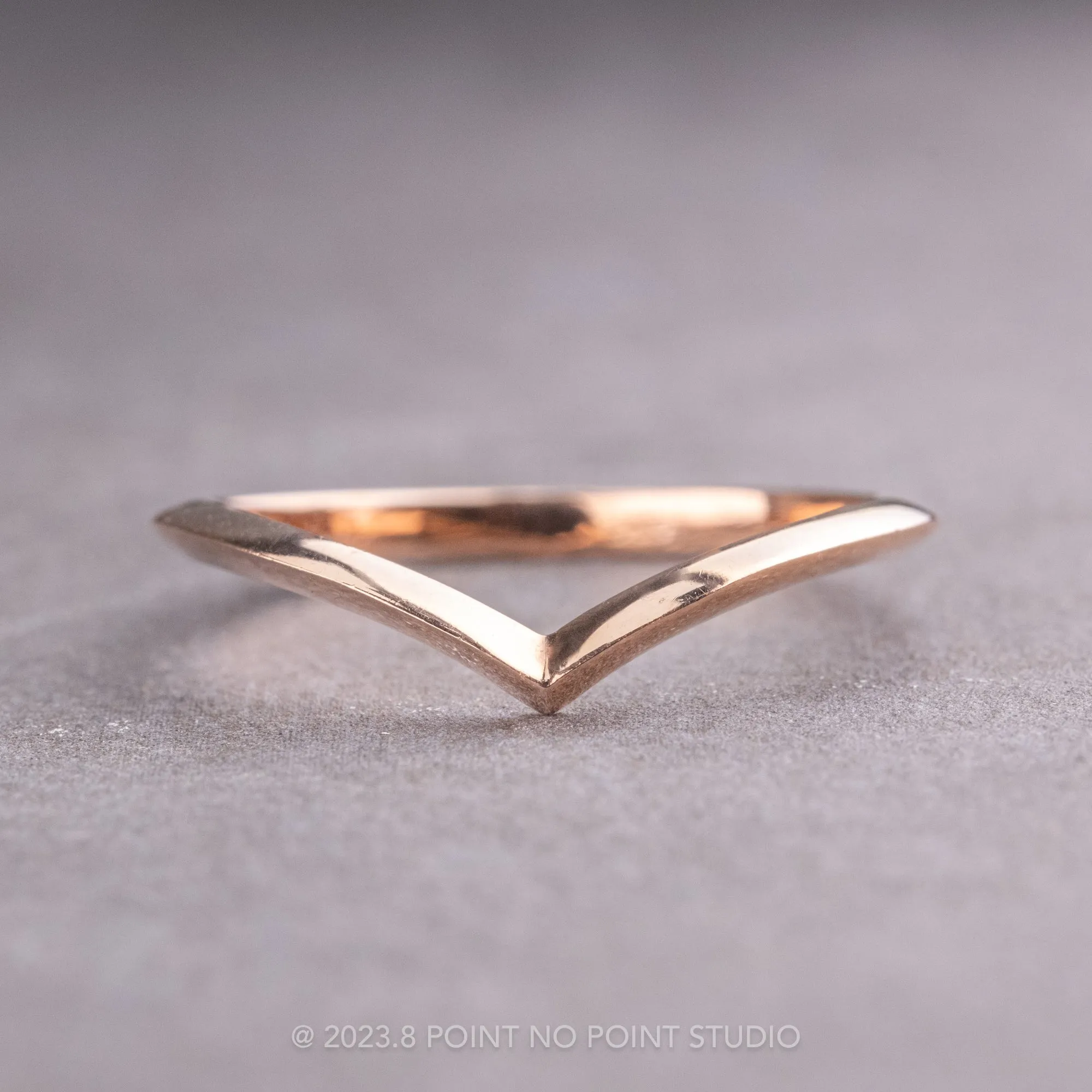 Knife Edge Vivian Wedding Band, 14k Rose Gold