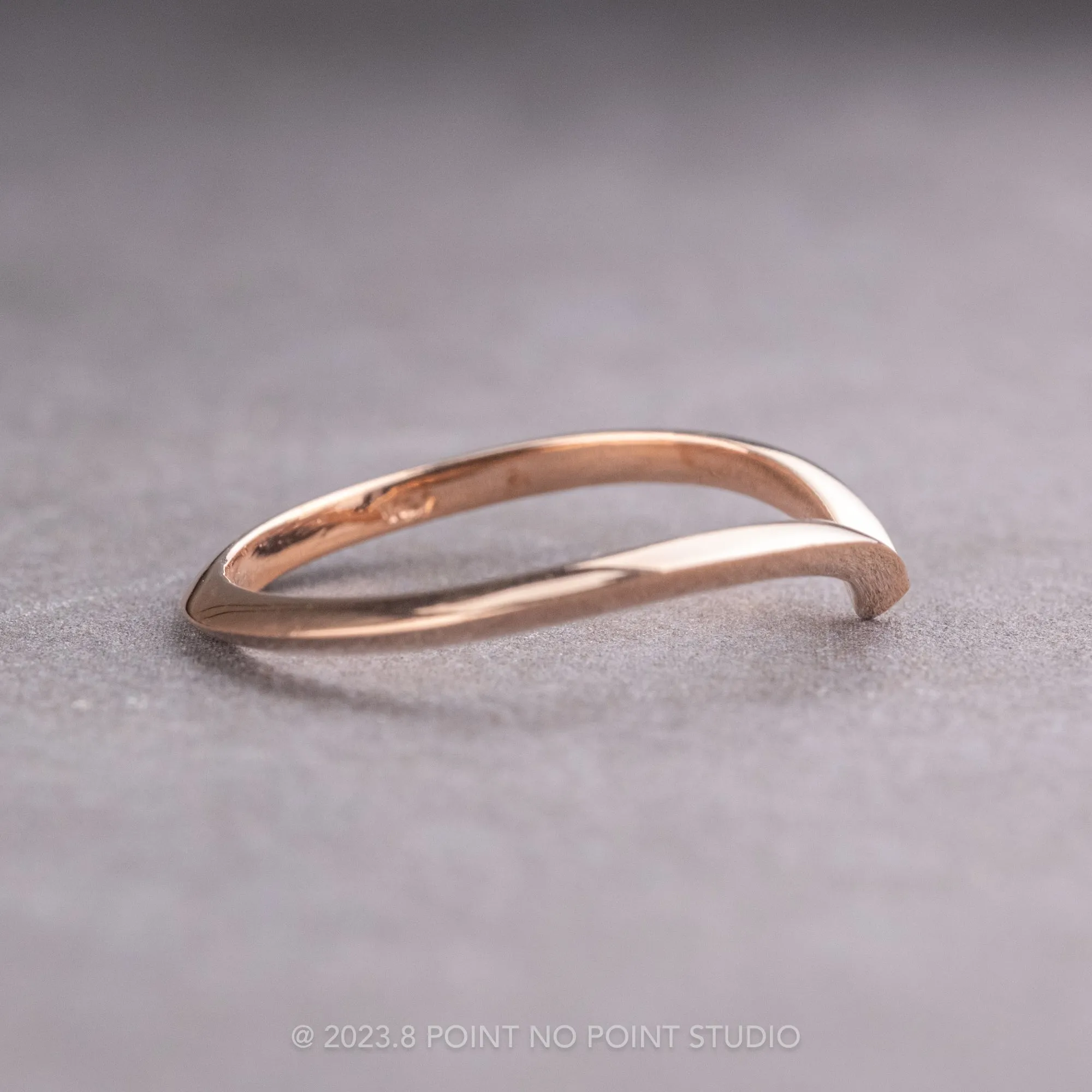 Knife Edge Vivian Wedding Band, 14k Rose Gold
