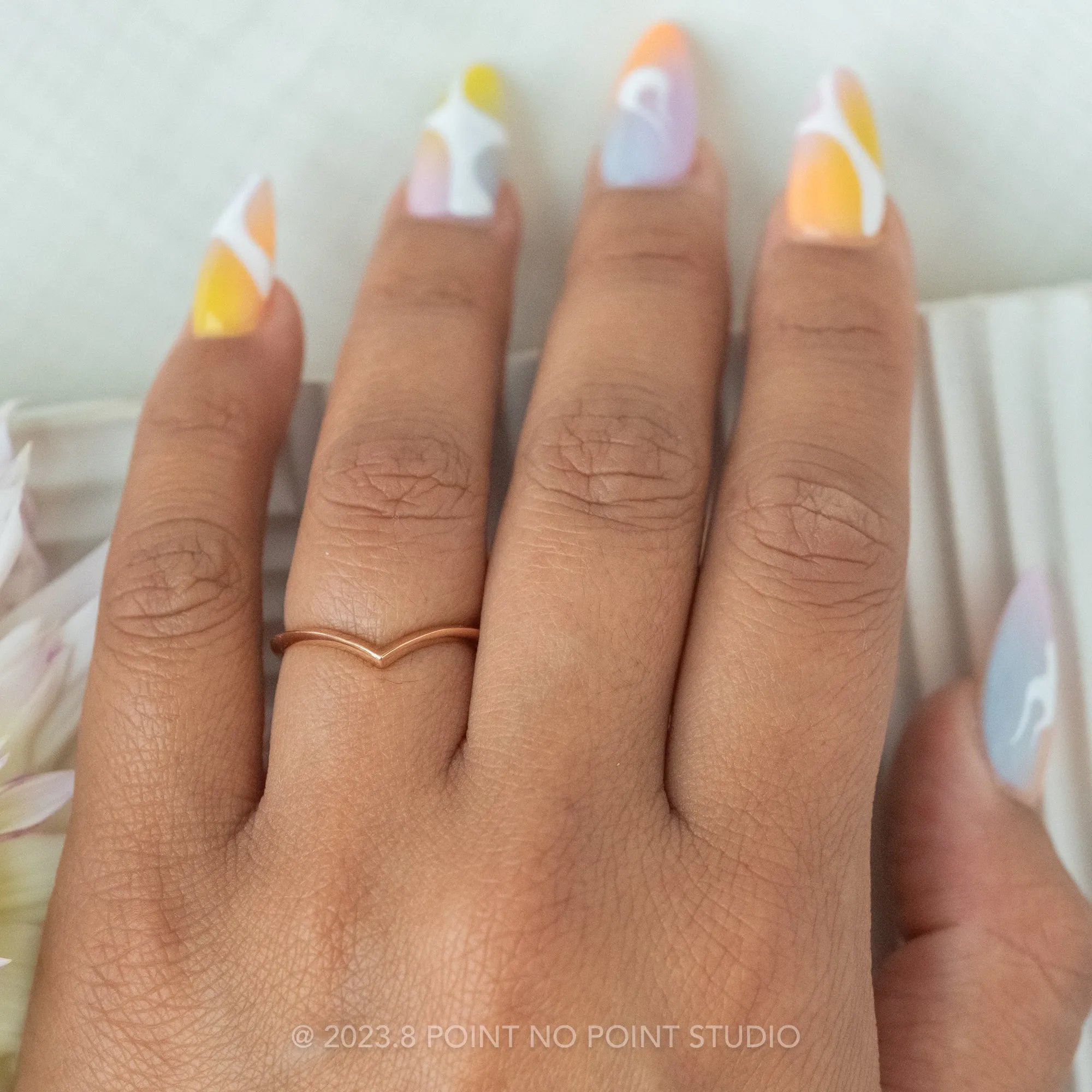 Knife Edge Vivian Wedding Band, 14k Rose Gold