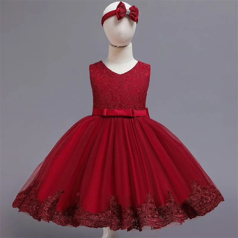 Lace Dresses Kids Flower Elegant