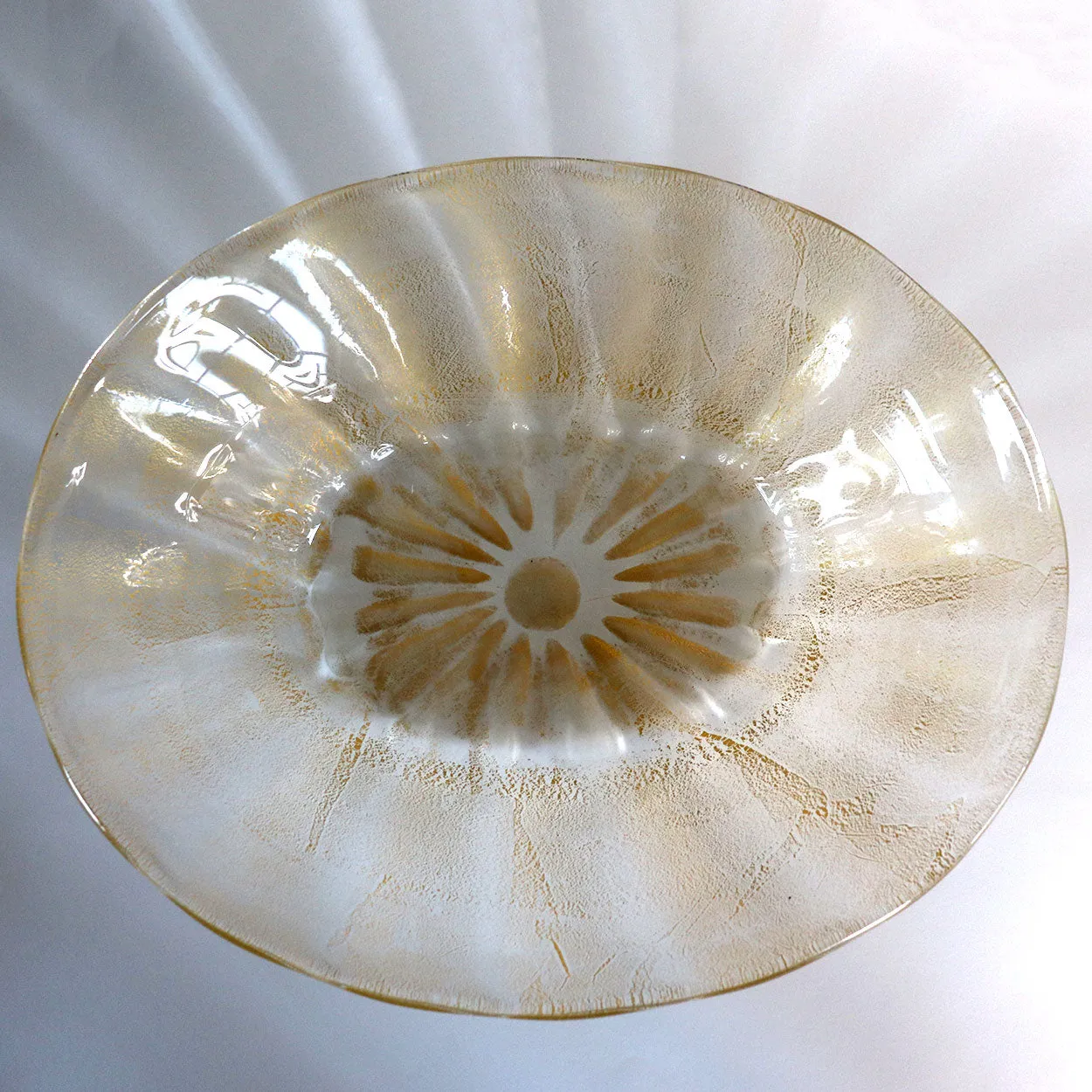 Large Italian Murano Archimede Seguso Gold Leaf Glass Center Bowl